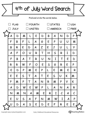 4th of July Word Search