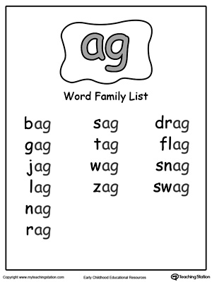 AG Word Family List