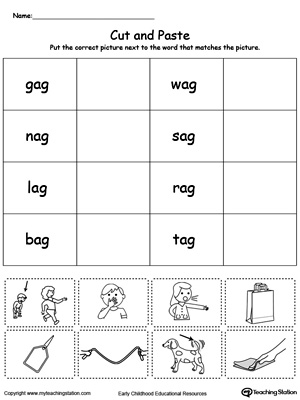 AG Word Family Match Picture with Word | MyTeachingStation.com