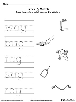 AG Word Family Trace and Match | MyTeachingStation.com