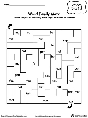 AN Word Family Maze