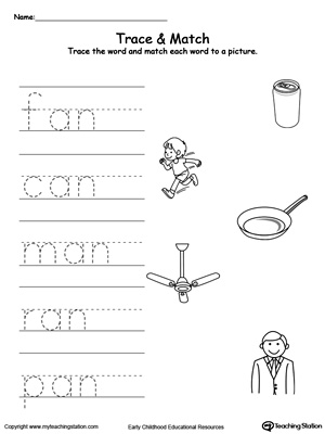 Write short words and identify sounds in this AN Word Family printable worksheet.