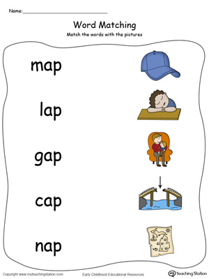 AP Word Family Picture Match in Color