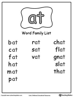 AT Word Family List