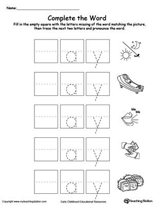 Complete the beginning sound of words in this AY Word Family printable worksheet.