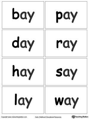 AY Word Family Flash Cards