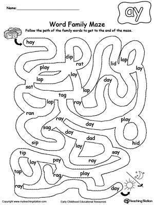 AY Word Family Maze