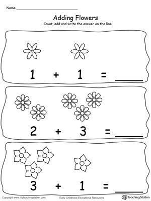Adding Numbers With Flowers - Sums to 2-5-4