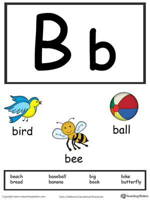 letter b alphabet flash cards for preschoolers myteachingstationcom