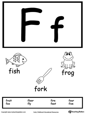 Letter F Printable Alphabet Flash Cards for Preschoolers