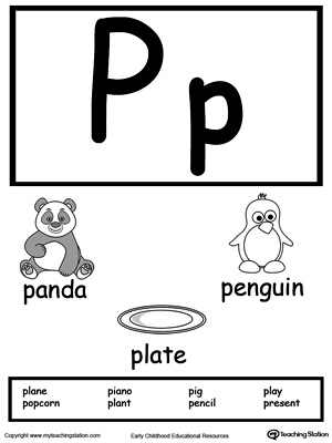 Recognize the sounds and letters at the beginning of words with this Letter P Printable Alphabet Flash Cards.