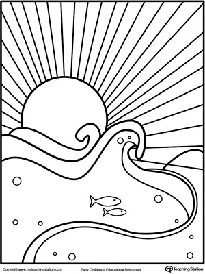 Sun and Waves Coloring Page