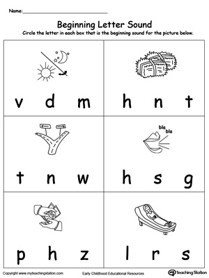 Practice recognizing the sounds and letters at the beginning of words with this AY Word Family worksheet.