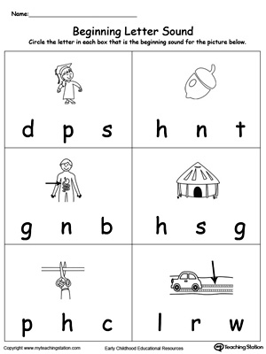 Practice recognizing the sounds and letters at the beginning of words with this UT Word Family worksheet.