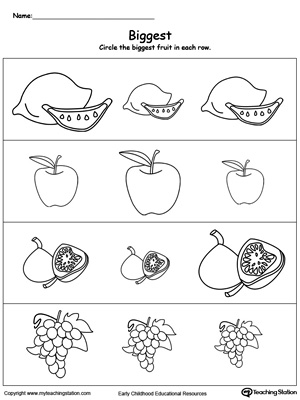 Biggest Worksheet: Identify the Biggest Fruit