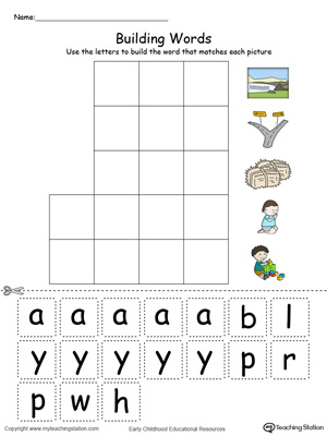 AY Word Family Building Words in Color