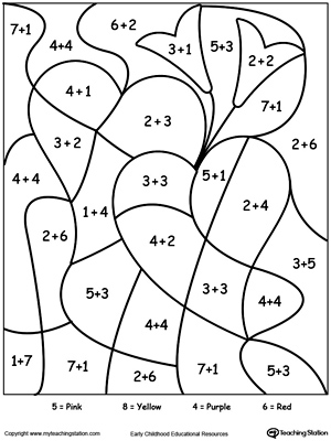 Color by number hearts in this printable worksheet. Browse more color-by-number worksheets.