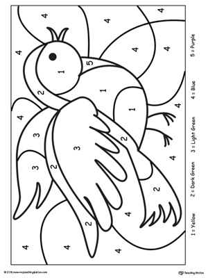 Color by number bird in this printable worksheet. Browse more color-by-number worksheets.