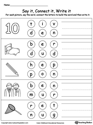 Connect Letters to Make a Word: ED, EN, ET Words