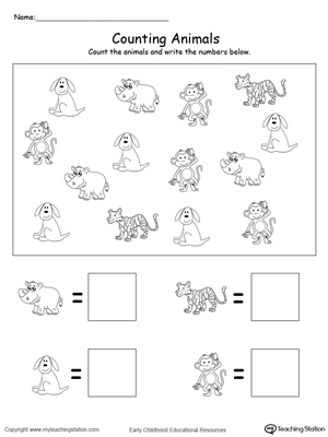 Count and Write the Number of Animals