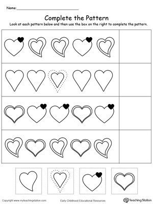 Cut and Glue to Complete the Heart Pattern