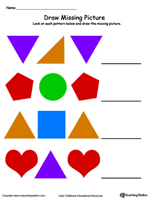 Learn to recognize and complete patterns in this Draw the Missing Picture printable worksheet.
