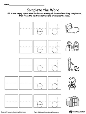 Complete the beginning sound of words in this ED Word Family printable worksheet.