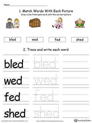 ED Word Family Connect, Trace and Write in Color