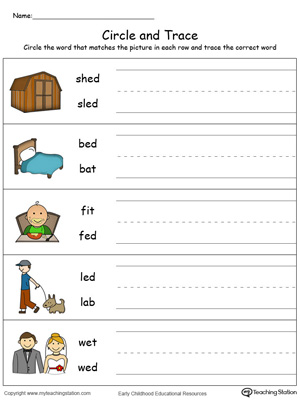 Build vocabulary, learn phonics and practice writing with this ED Word Family worksheet.