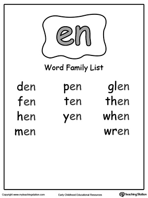 EN Word Family List
