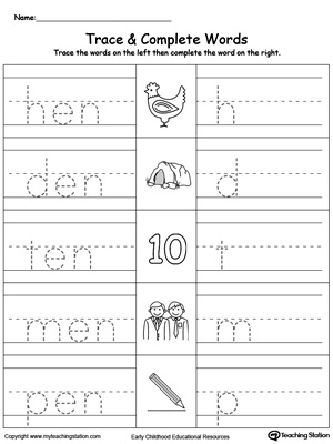 EN Word Family Trace and Write