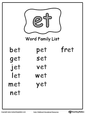 ET Word Family List