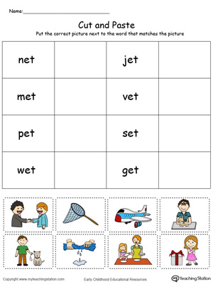 ET Word Family Match Picture with Word in Color