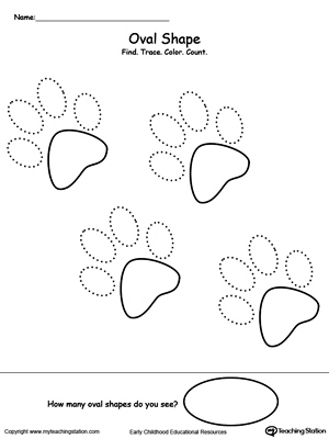 Find, Trace, Color and Count the Shapes: Oval II