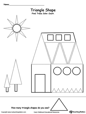 Find, Trace, Color and Count the Shapes: Triangle