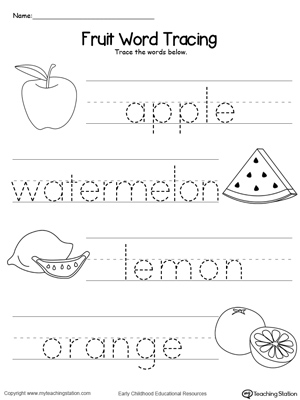 Fruit Word Tracing