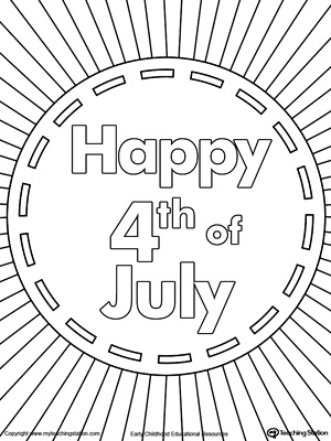 Happy 4th of July Burst Coloring Page