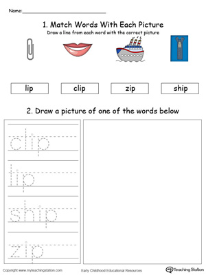 IP Word Family Phonics and Writing Practice in Color