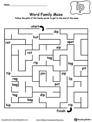 IG Word Family Maze | MyTeachingStation.com