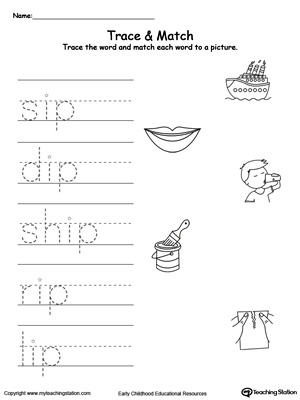 Write short words and identify sounds in this IP Word Family printable worksheet.