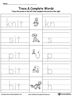 Trace then write the words themselves in this IT Word Family Trace and Write printable worksheet.