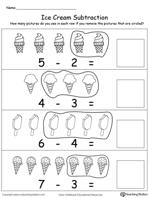 Ice Cream Subtraction Worksheet