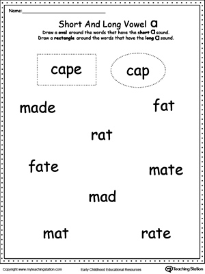 Vowels: Short or Long A Sound Words