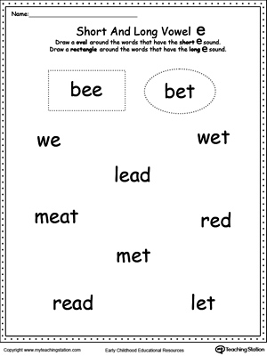 Vowels: Short or Long E Sound Words