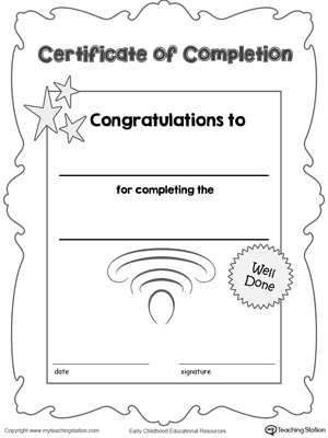 Certificate of Completion Award