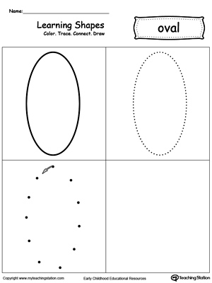 Learning Shapes: Color, Trace, Connect, and Draw a Oval
