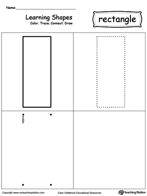 Learning Shapes: Color, Trace, Connect, and Draw a Rectangle