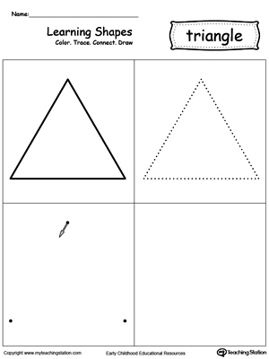 Learning Shapes: Color, Trace, Connect, and Draw a Triangle