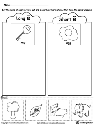 Short and Long Vowel E Picture Sorting