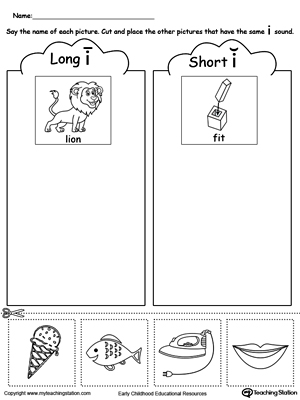 Short and Long Vowel I Picture Sorting | MyTeachingStation.com